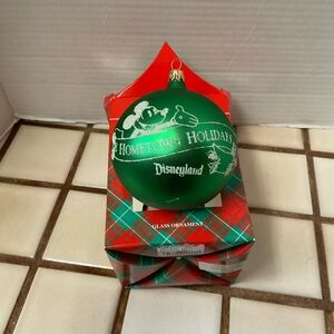Disneyland Green Holiday Glass Ornament